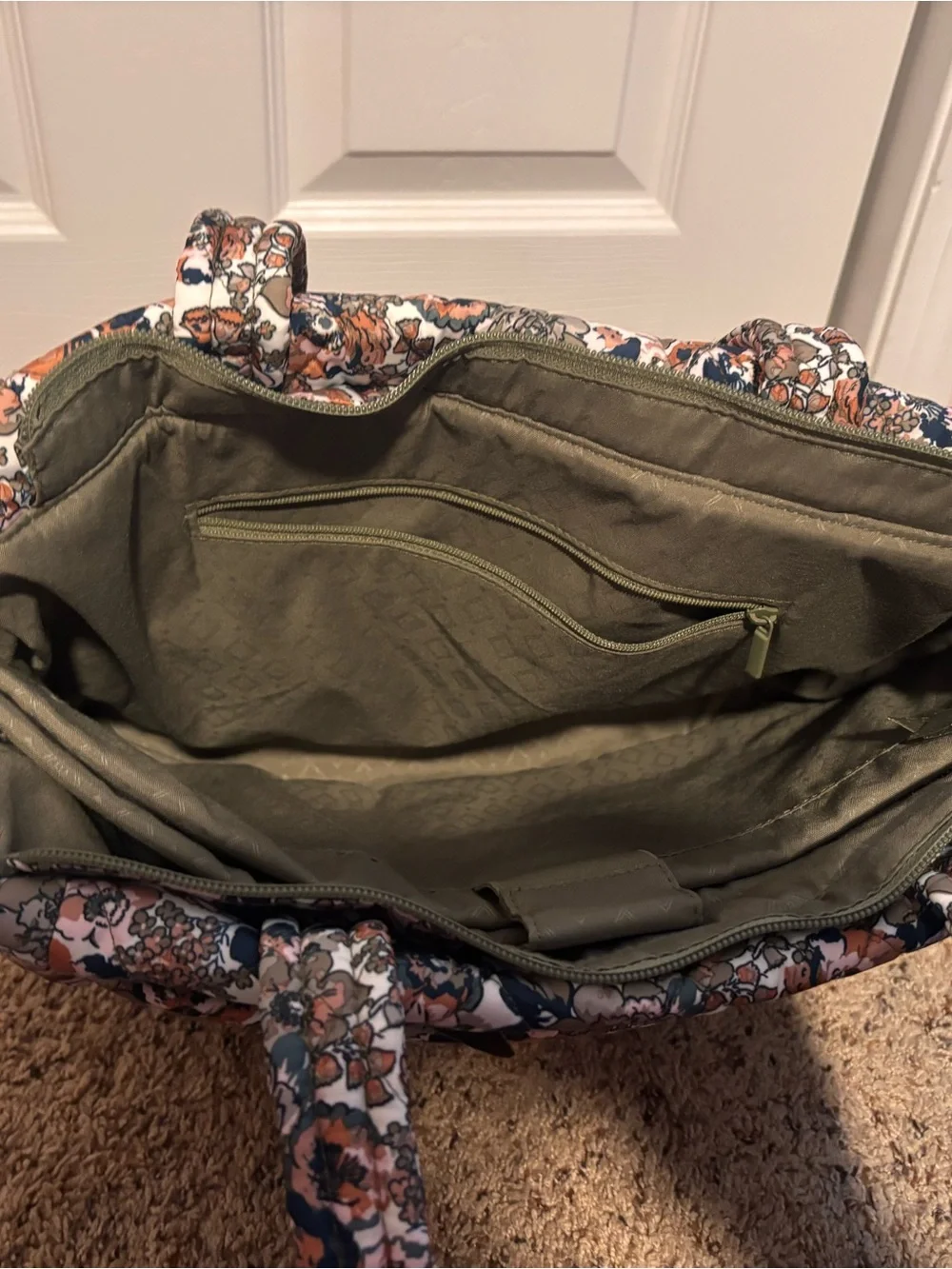 Vera Bradley Floral Laptop Tote in Pink, Black and Cream